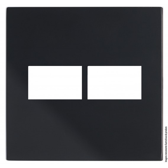 PLACA 4X4 2 MODULOS HORIZONTAL COM SUPORTE - RECTA BLACK SATIN PLACA 4X4 2 MODULOS HORIZONTAL COM SUPORTE - RECTA BLACK SATIN